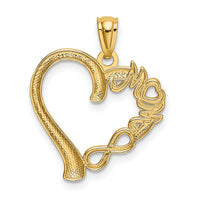 14k Polished MOM in Heart w/Infinity Symbol Pendant-K5898