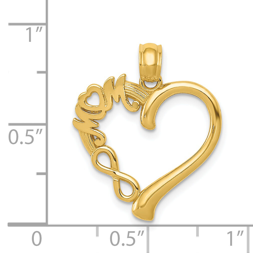 14k Polished MOM in Heart w/Infinity Symbol Pendant-K5898