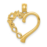14k Polished MOM in Heart w/Infinity Symbol Pendant-K5898