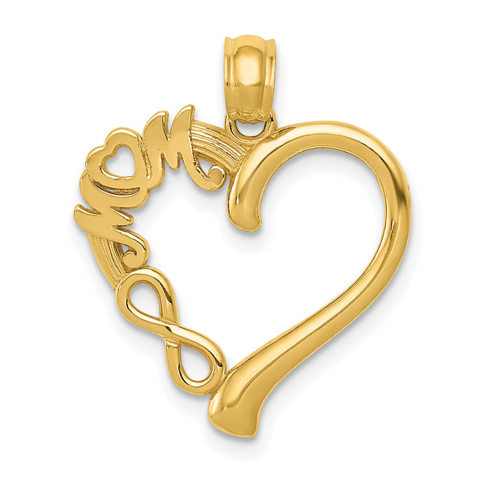 14k Polished MOM in Heart w/Infinity Symbol Pendant-K5898