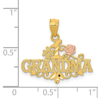 14k Yellow & Rose Diamond-cut #1 GRANDMA w/Rose Pendant-K5902