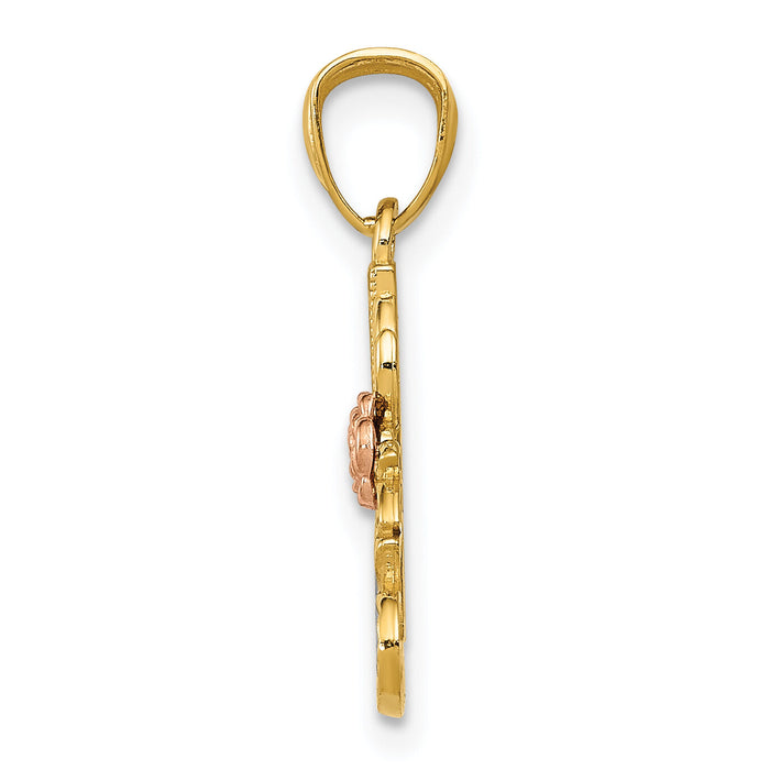 14k Two-tone w/White Rhodium DC #1 NANA w/Rose Pendant-K5903