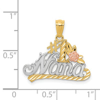 14k Two-tone w/White Rhodium DC #1 NANA w/Rose Pendant-K5903