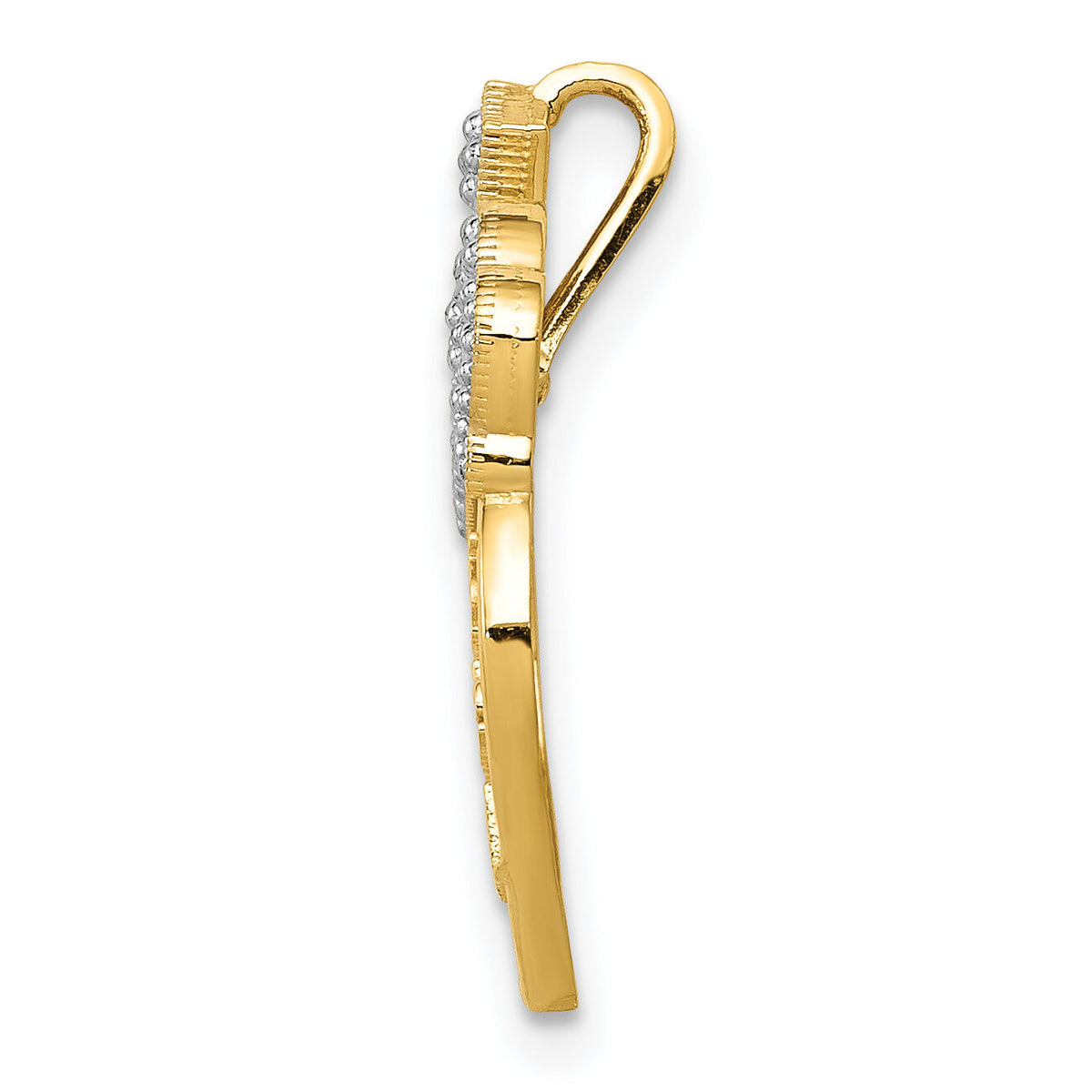 14k w/White Rhodium Polished Daddy's Little Girl Heart Chain Slide-K5905