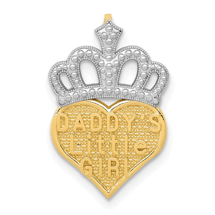 14k w/White Rhodium Polished Daddy's Little Girl Heart Chain Slide-K5905