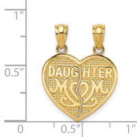 14k Satin and Polished DAUGHTER-MOM Break Apart Heart Pendant-K5906