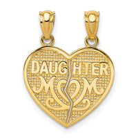 14k Satin and Polished DAUGHTER-MOM Break Apart Heart Pendant-K5906