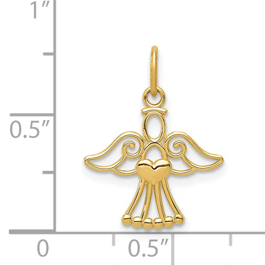 14k Polished Small Angel w/Heart Pendant-K5910