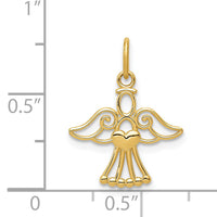 14k Polished Small Angel w/Heart Pendant-K5910