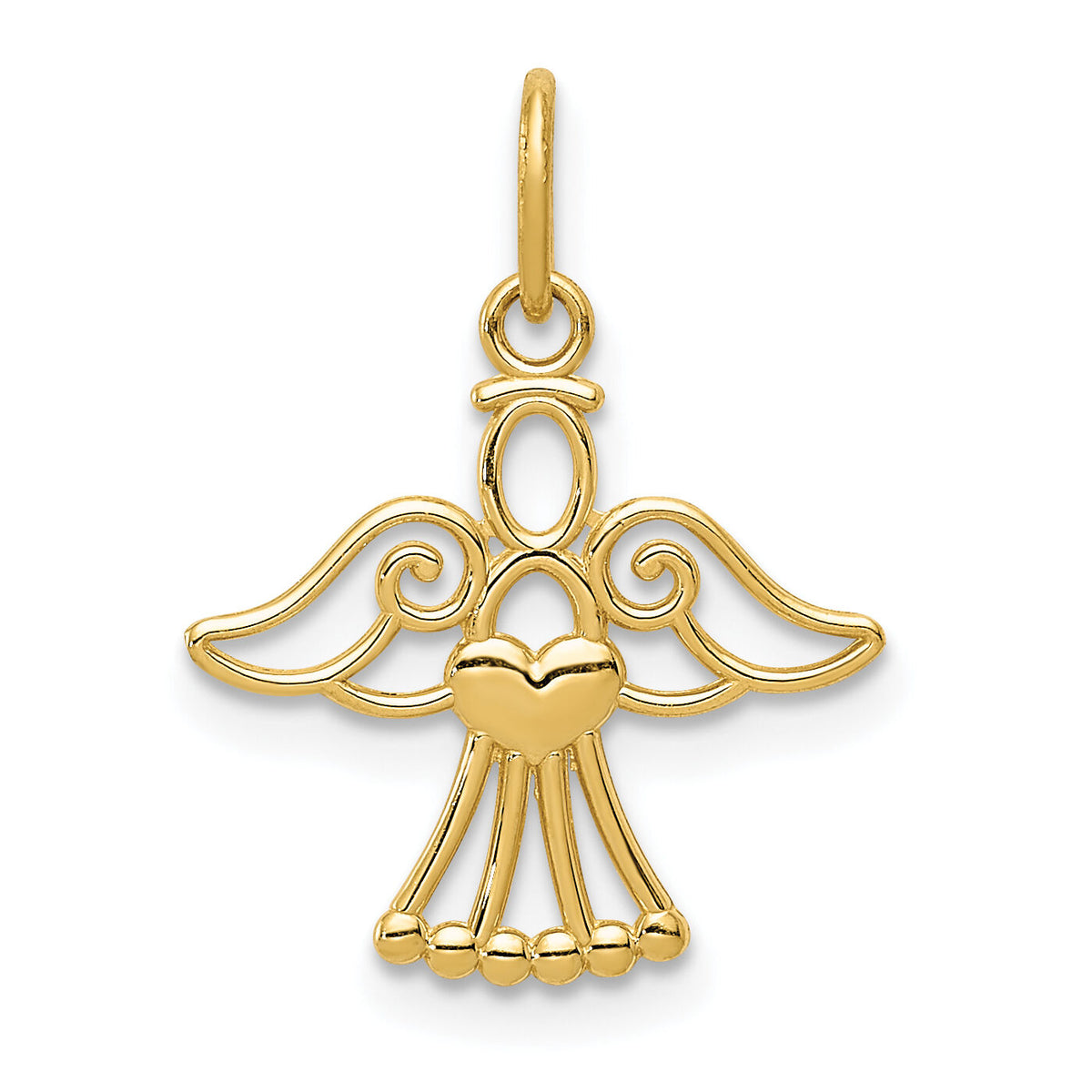 14k Polished Small Angel w/Heart Pendant-K5910