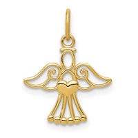 14k Polished Small Angel w/Heart Pendant-K5910