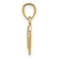 14k w/Rhodium Polished Guardian Angel in Heart Pendant-K5911