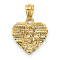 14k w/Rhodium Polished Guardian Angel in Heart Pendant-K5911