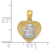 14k w/Rhodium Polished Guardian Angel in Heart Pendant-K5911