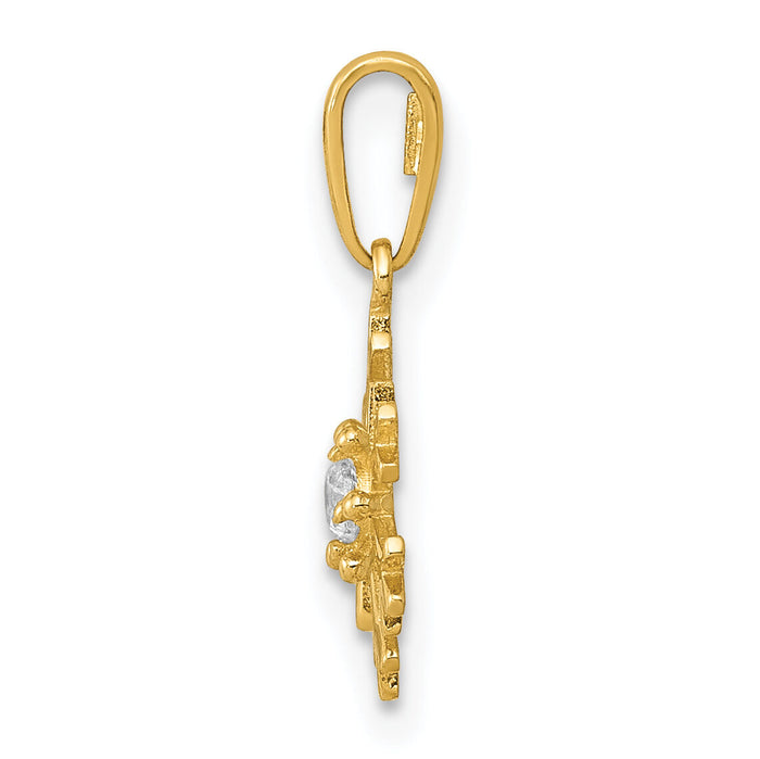 14k Polished CZ Snowflake Charm-K5913
