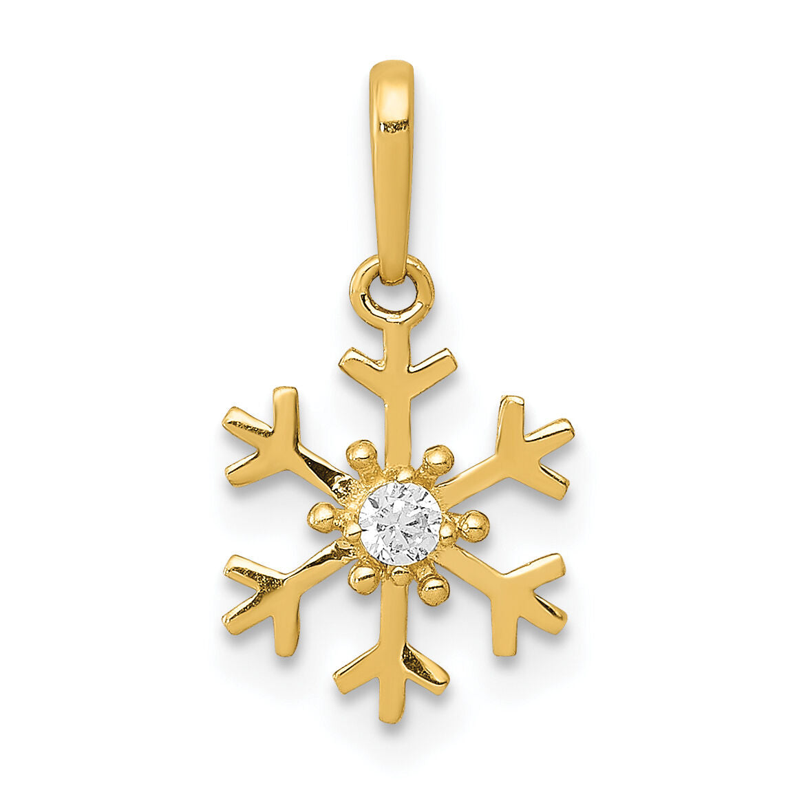 14k Polished CZ Snowflake Charm-K5913