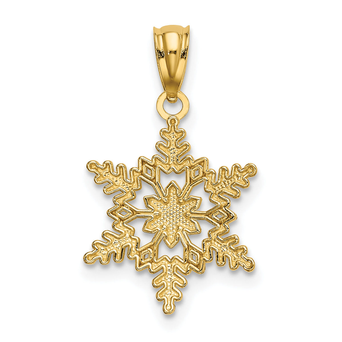 14k Diamond-cut Polished Snowflake Pendant-K5914