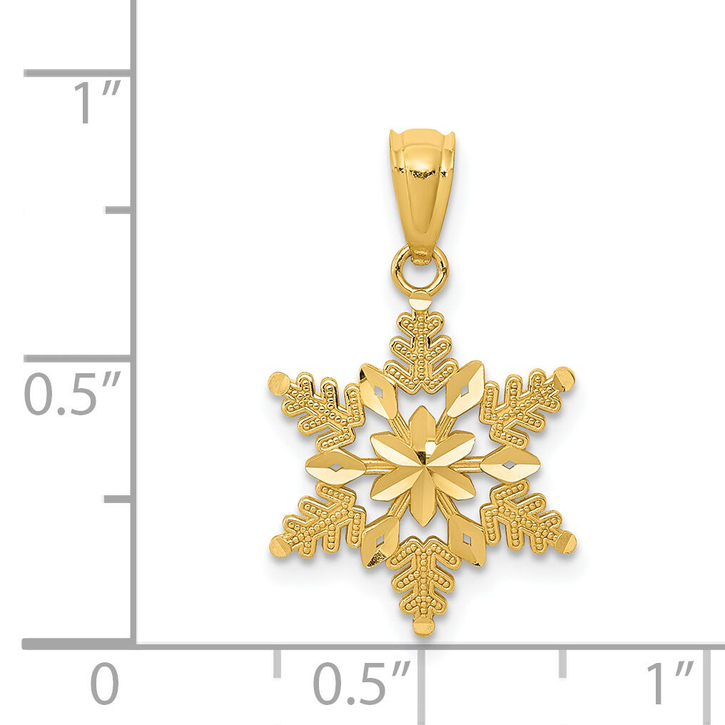 14k Diamond-cut Polished Snowflake Pendant-K5914