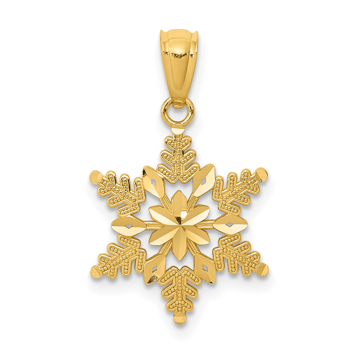 14k Diamond-cut Polished Snowflake Pendant-K5914
