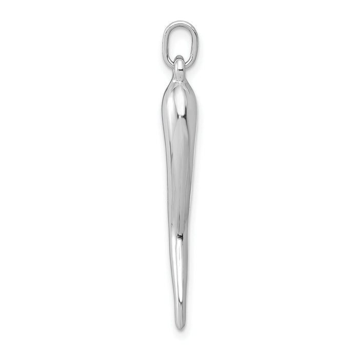 14k White Gold 3D Italian Horn Charm-K5928