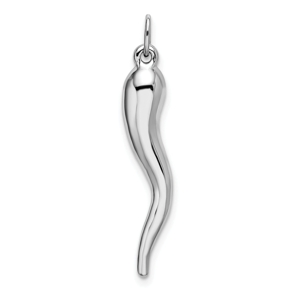 14k White Gold 3D Italian Horn Charm-K5928