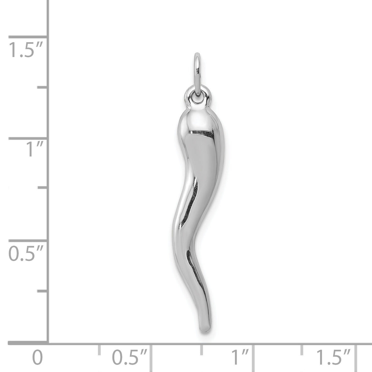 14k White Gold 3D Italian Horn Charm-K5928