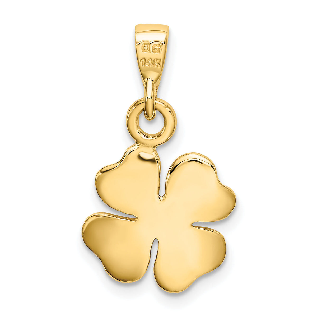 14k Gold Polished and Textured Four Leaf Clover Pendant-K5930
