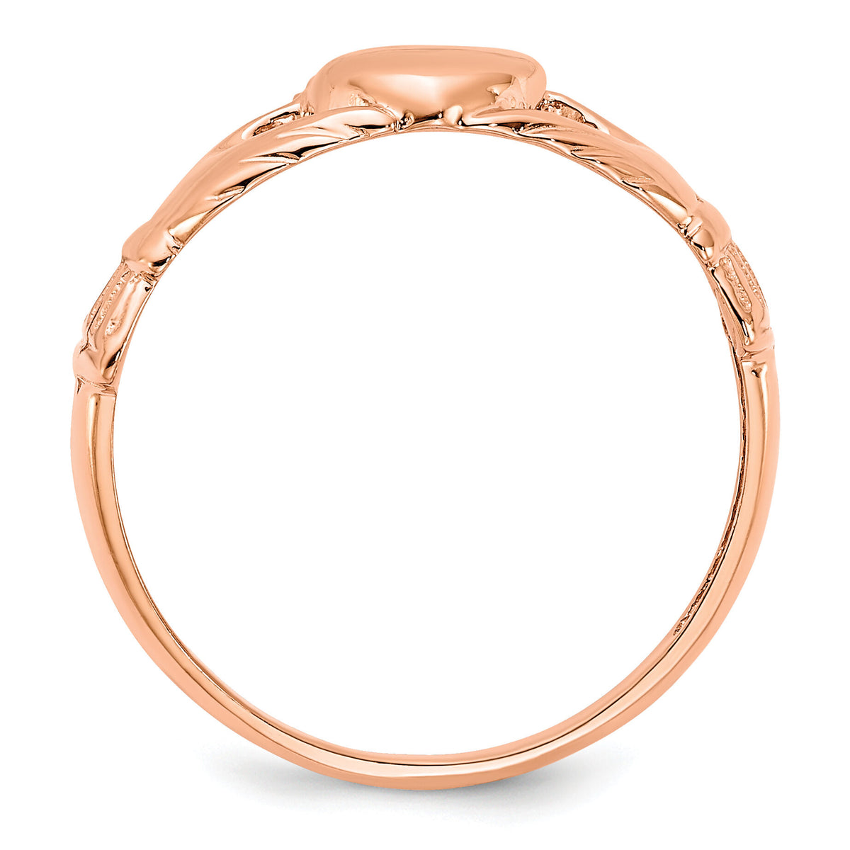 14k Rose Gold Polished Claddagh Ring-K5933