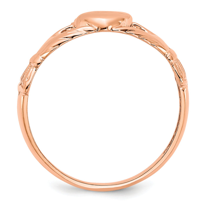 14k Rose Gold Polished Claddagh Ring-K5933