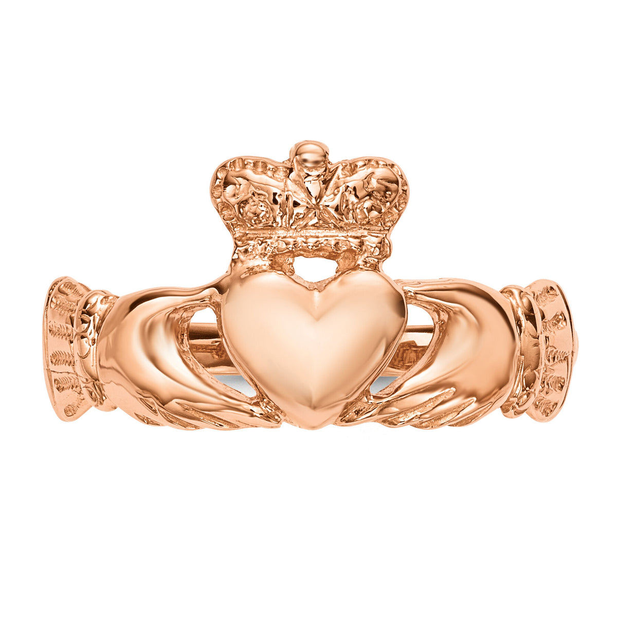 14k Rose Gold Polished Claddagh Ring-K5933