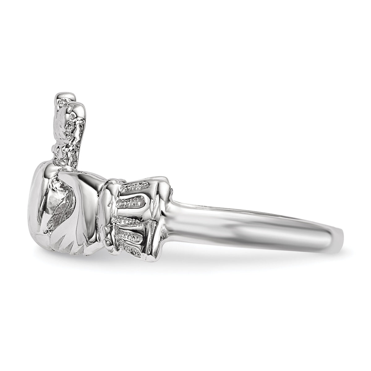 14k White Gold Polished Claddagh Ring-K5934