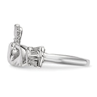 14k White Gold Polished Claddagh Ring-K5934
