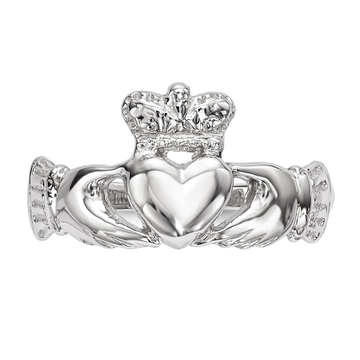14k White Gold Polished Claddagh Ring-K5934