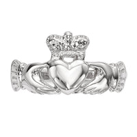 14k White Gold Polished Claddagh Ring-K5934