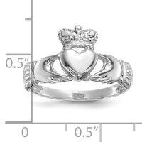 14k White Gold Polished Claddagh Ring-K5934