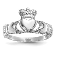 14k White Gold Polished Claddagh Ring-K5934
