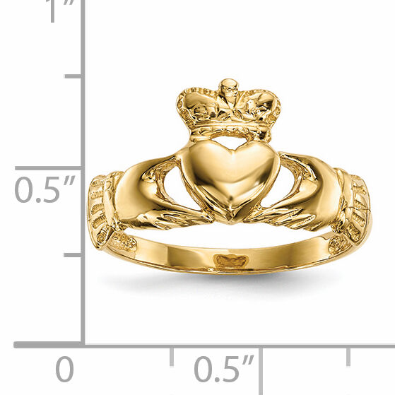 14k Polished Claddagh Ring-K5935