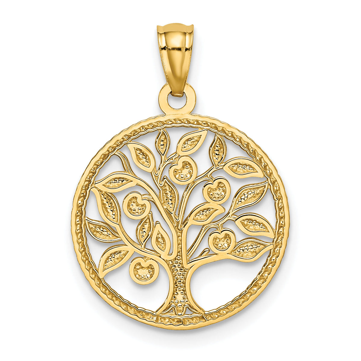 14k Polished Tree Of Life in Round Pendant-K5944