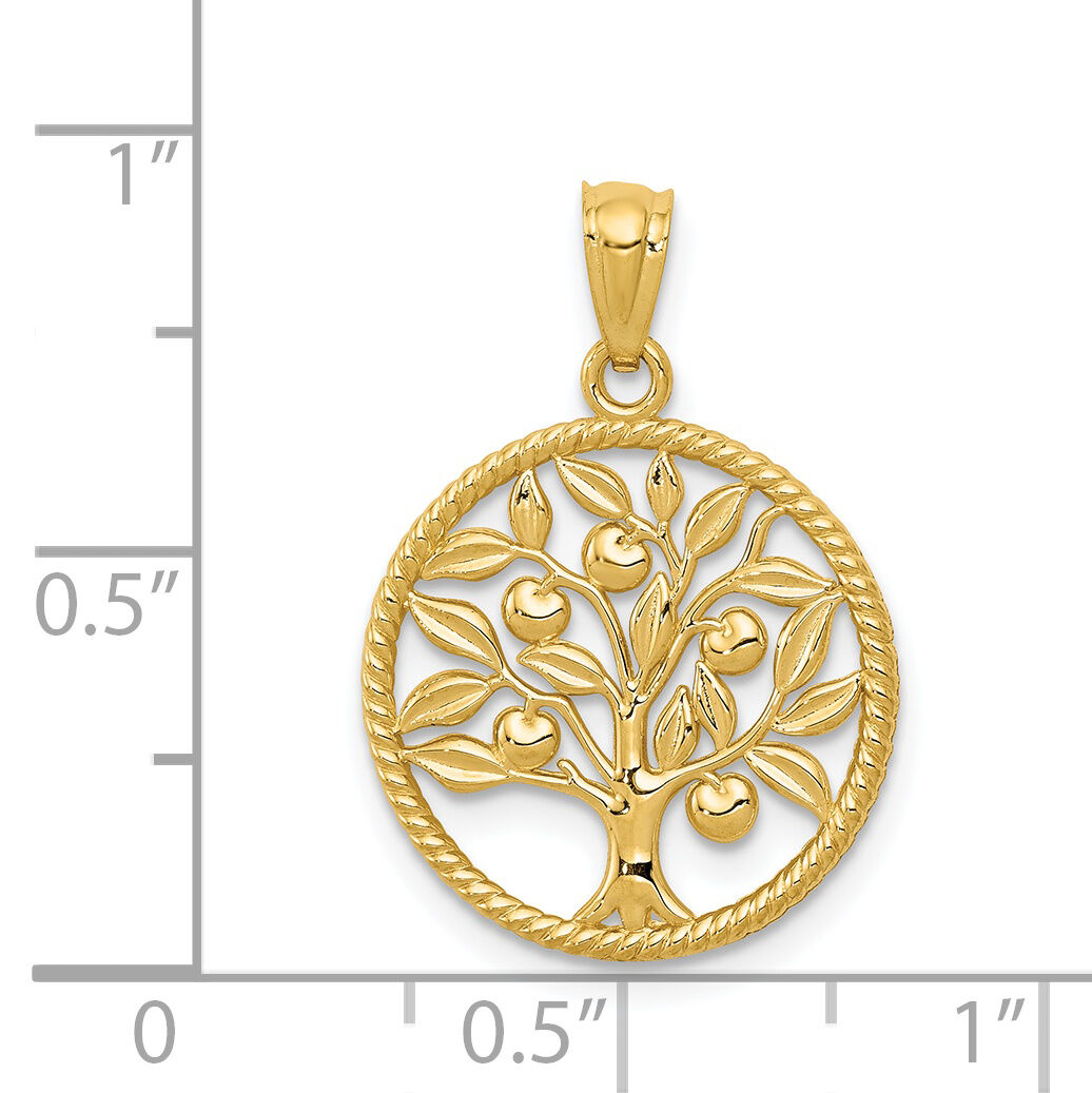 14k Polished Tree Of Life in Round Pendant-K5944