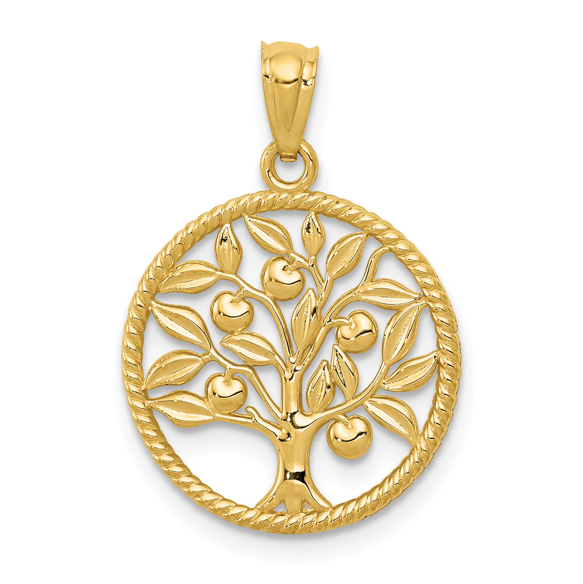 14k Polished Tree Of Life in Round Pendant-K5944