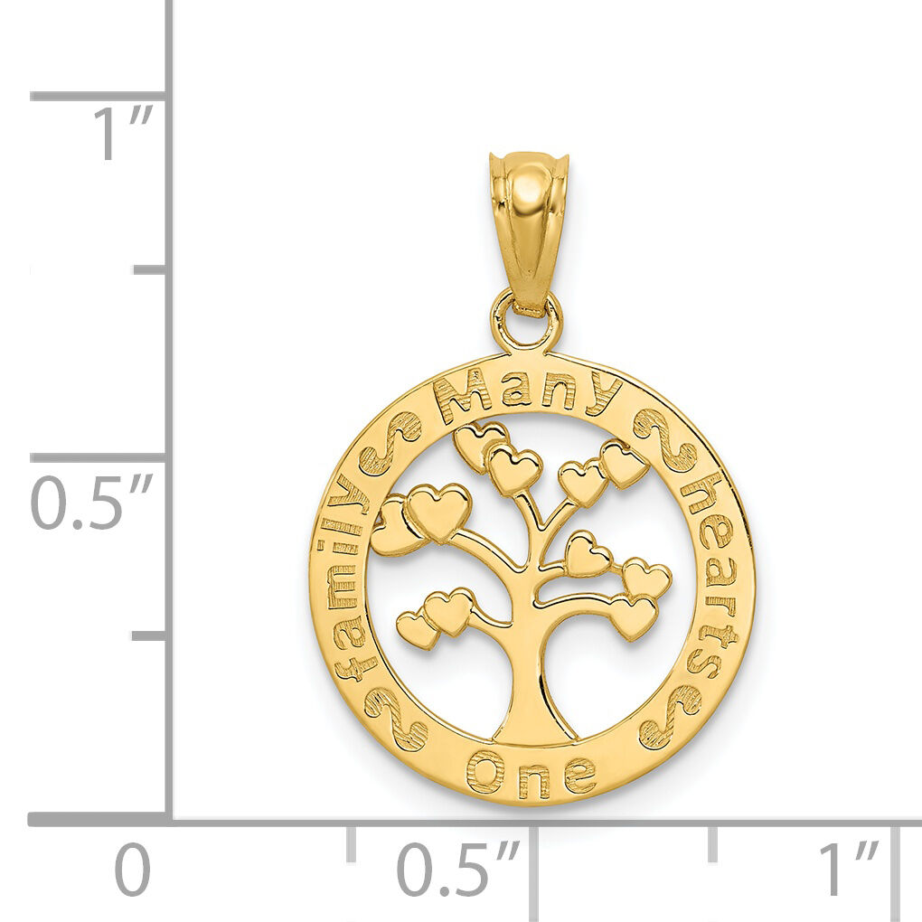 14k Polished ONE FAMILY MANY HEARTS Tree Pendant-K5945