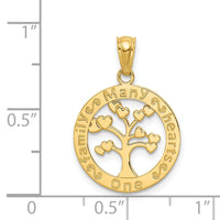 14k Polished ONE FAMILY MANY HEARTS Tree Pendant-K5945