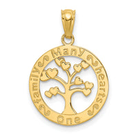 14k Polished ONE FAMILY MANY HEARTS Tree Pendant-K5945