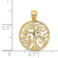 14k Gold Polished Tree in Circle Pendant-K5946