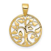 14k Gold Polished Tree in Circle Pendant-K5946
