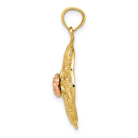 14k Yellow and Rose Polished Rose in Round Filigree Charm-K5949