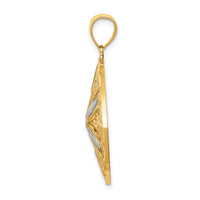 14k w/Rhodium Diamond-cut Polished Fancy Square Charm-K5953