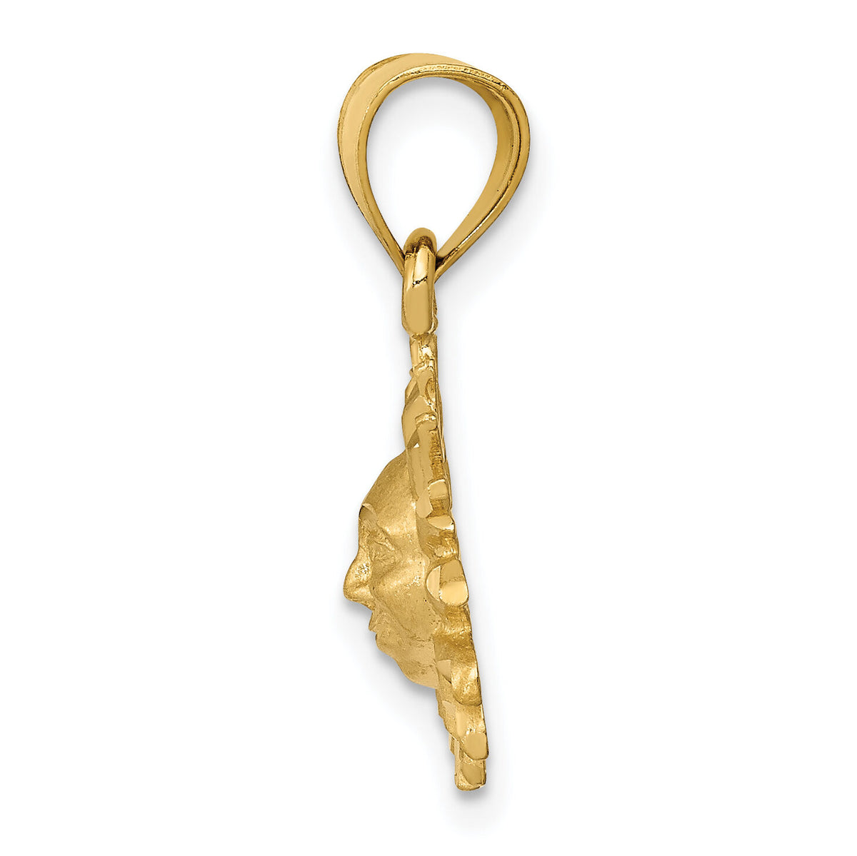 14k Satin Diamond-cut Sun Pendant-K5967