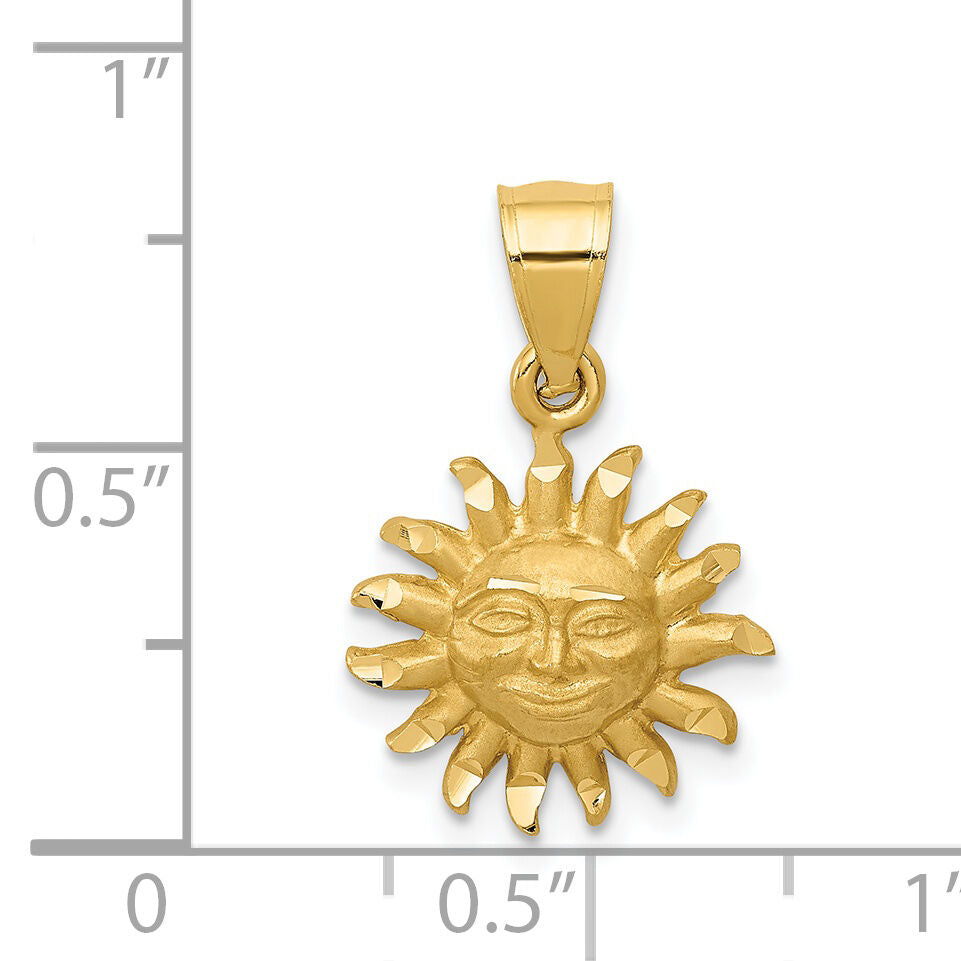 14k Satin Diamond-cut Sun Pendant-K5967