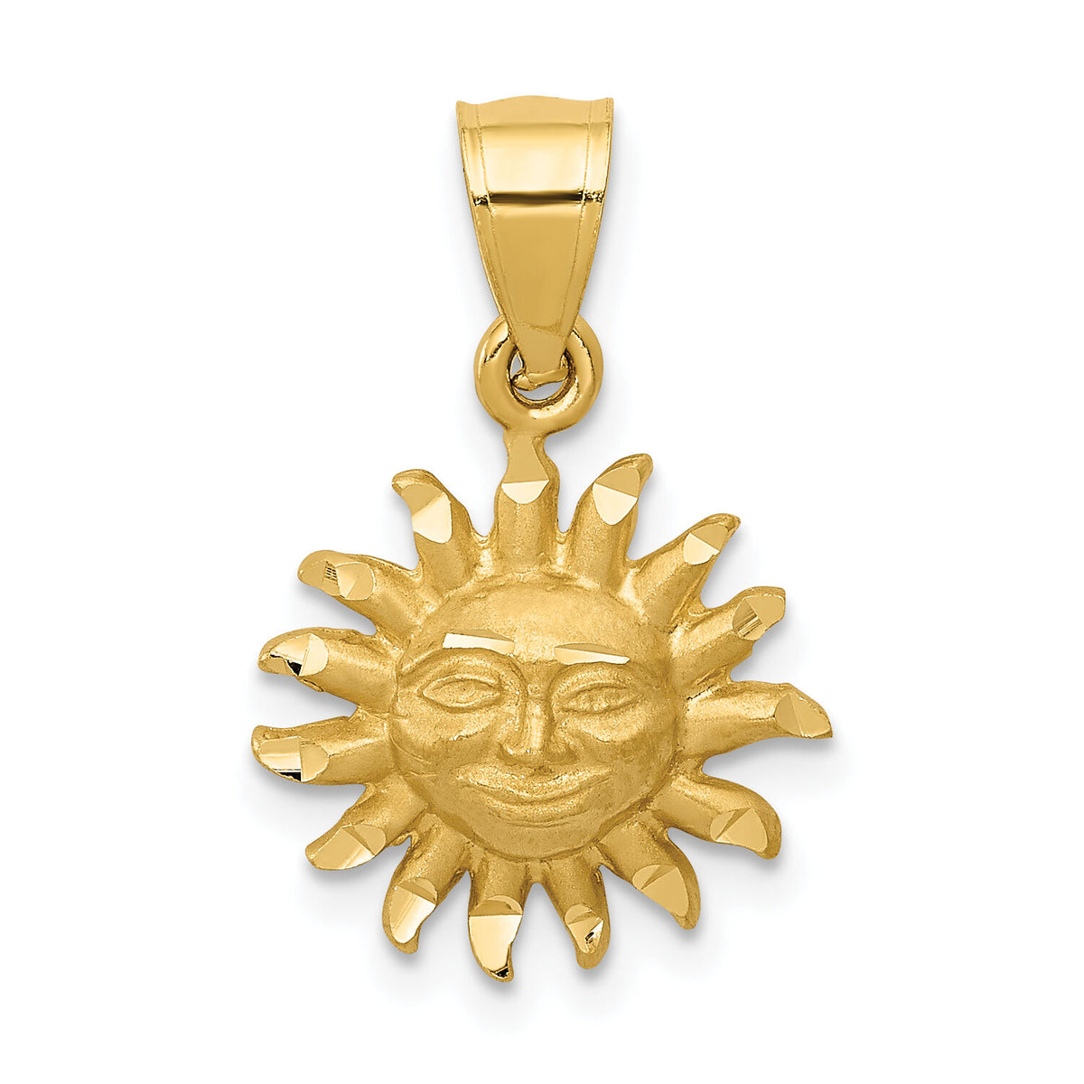 14k Satin Diamond-cut Sun Pendant-K5967